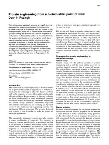 Protein engineering from a bioindustrial point of view