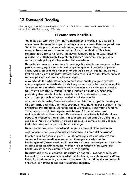 3B Extended Reading El camarero horrible - CIBACS