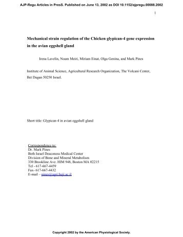 Mechanical strain regulation of the Chicken glypican-4 gene ...