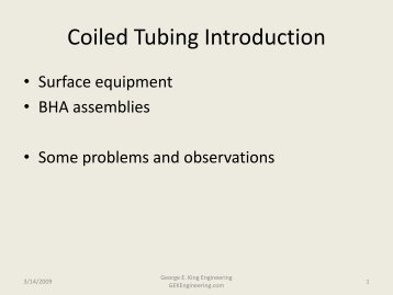 Coiled Tubing Introduction - George E King Engineering