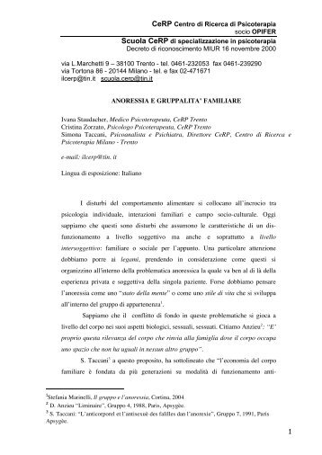 CeRP Centro di Ricerca di Psicoterapia socio OPIFER Scuola CeRP ...