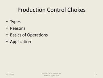 Production Control Chokes - George E King Engineering