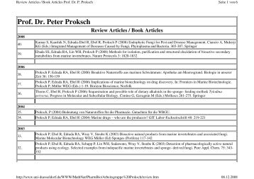 Prof. Dr. Peter Proksch Review Articles / Book Articles