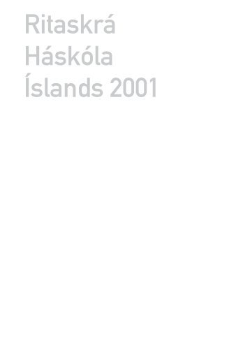 Ritaskrá Háskóla Íslands 2001 - Háskóli Íslands
