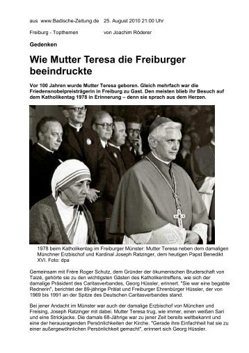 Wie Mutter Teresa die Freiburger beeindruckte - AG Meditation