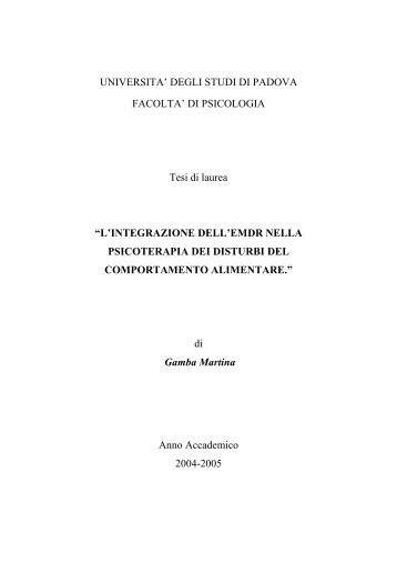 tesi di laurea Emdr e disturbi del comportamento - EMDR Italia