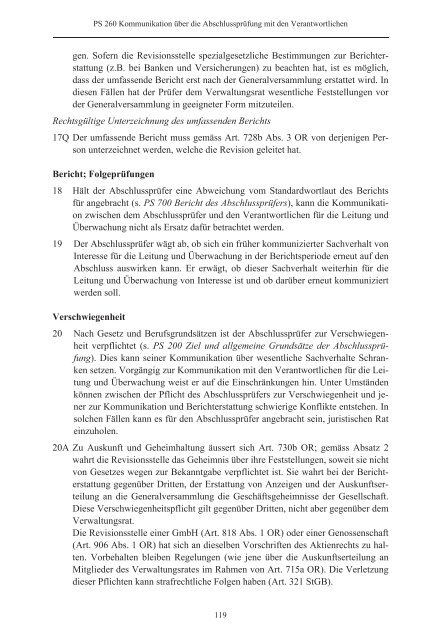 Schweizer Prüfungsstandards (PS) - Ausgabe 2010 - Finanzkontrolle