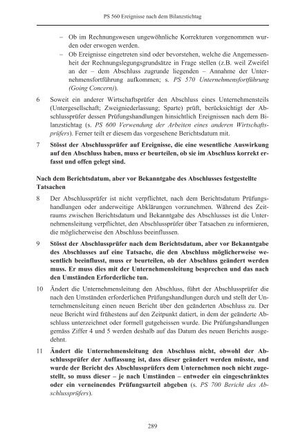 Schweizer Prüfungsstandards (PS) - Ausgabe 2010 - Finanzkontrolle