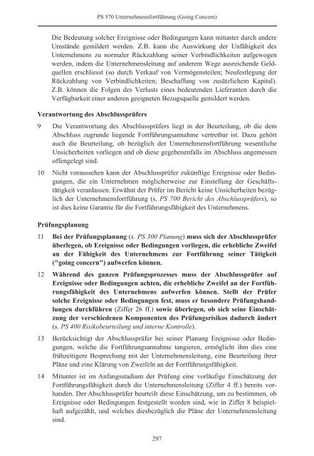 Schweizer Prüfungsstandards (PS) - Ausgabe 2010 - Finanzkontrolle