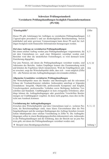 Schweizer Prüfungsstandards (PS) - Ausgabe 2010 - Finanzkontrolle