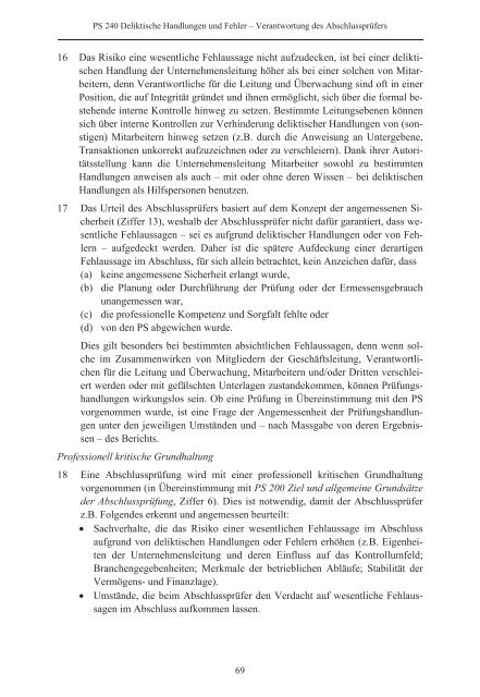 Schweizer Prüfungsstandards (PS) - Ausgabe 2010 - Finanzkontrolle