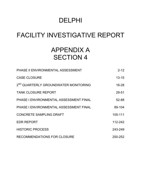 Delphi, facility investigation report, appendix a, section 4