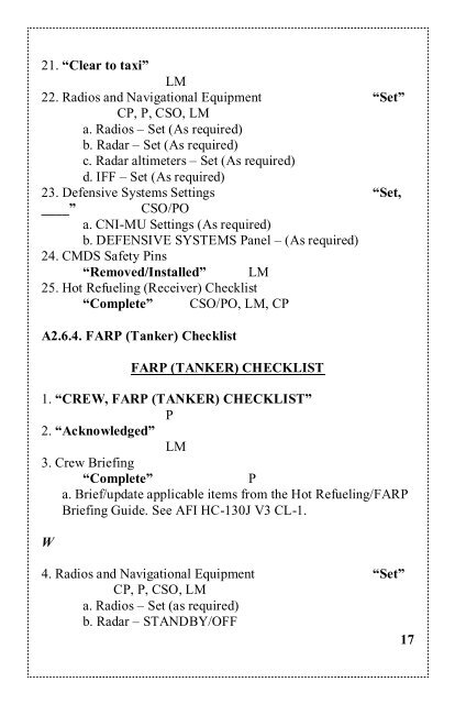 1 BY ORDER OF THE AFI11-2HC-130JV3 CL-2 SECRETARY OF ...