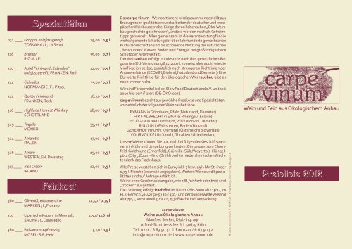 Weinpreisliste (pdf) - carpe vinum