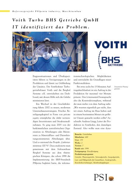 Voith Turbo BHS Getriebe GmbH IT identifiziert das Problem.
