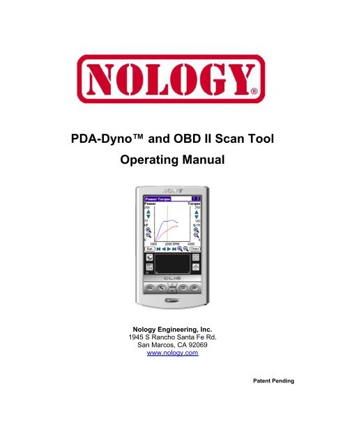 PDA-Dyno™ And OBD II Scan Tool Operating - Nology Engineering