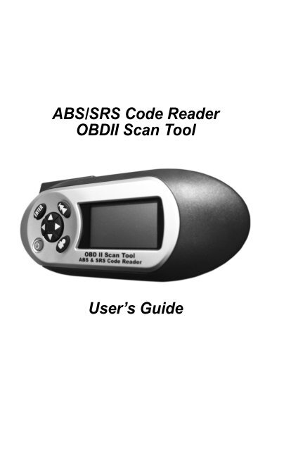 P0nxxx - ABS/SRS Code Reader OBDII Scan Tool User's Guide - OTC