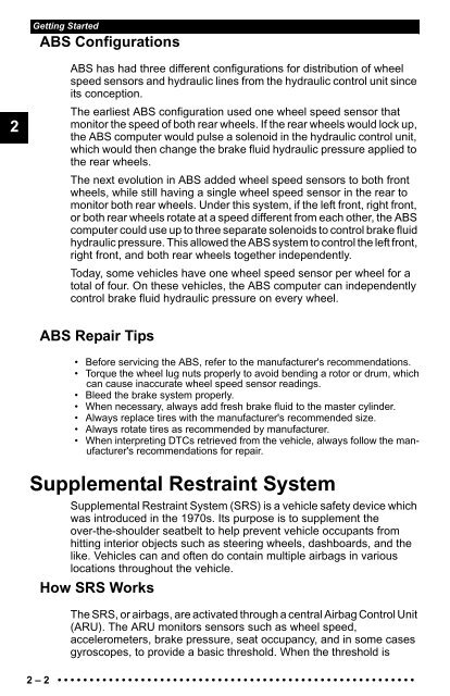 ABS/SRS Code Reader OBDII Scan Tool User's Guide - OTC