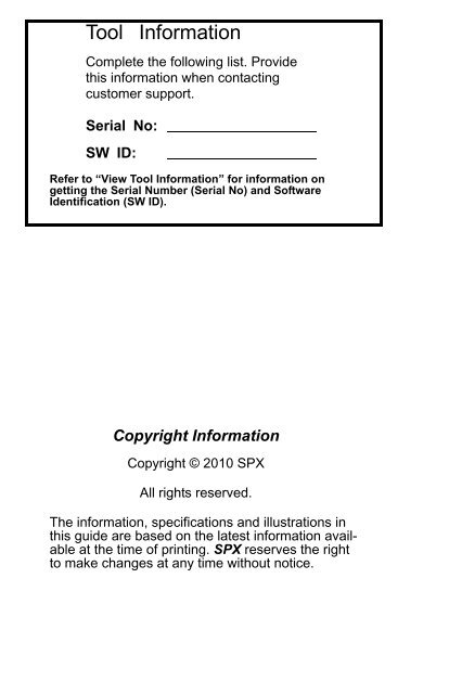 ABS/SRS Code Reader OBDII Scan Tool User's Guide - OTC