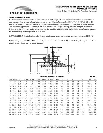 mechanical joint c153 ductile iron compact fittings - Tyler Union