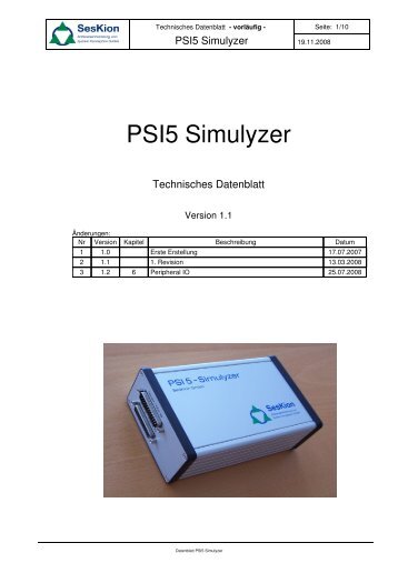 PSI5-Simulyzer Technisches Datenblatt