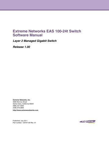 Extreme Networks EAS 100-24t Switch Software Manual Layer 2 ...