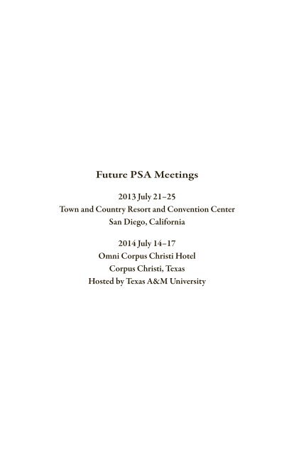 Poultry Science Association 101st Annual Meeting Program