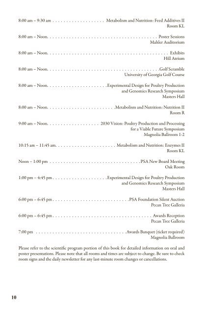 Poultry Science Association 101st Annual Meeting Program