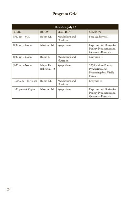 Poultry Science Association 101st Annual Meeting Program