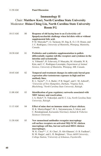 Poultry Science Association 101st Annual Meeting Program