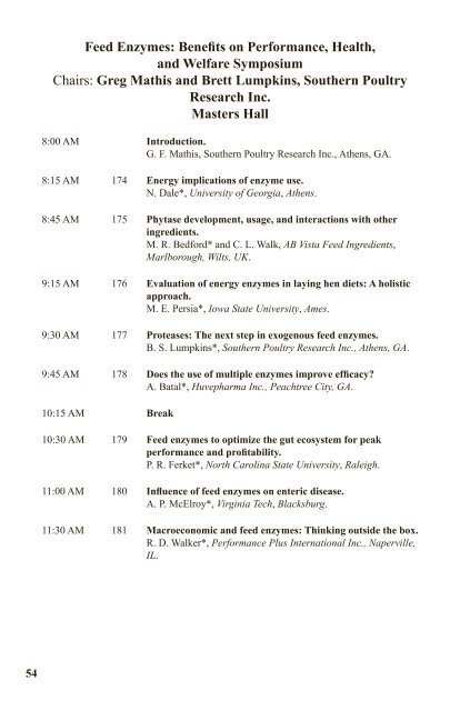 Poultry Science Association 101st Annual Meeting Program