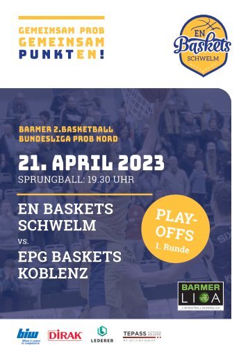 Heimspielheft EN Baskets Schwelm vs EPG Baskets Koblenz, 1. Runde Play-Offs