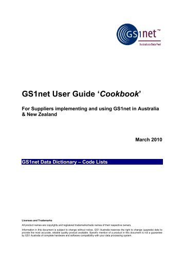 GS1net User Guide 'Cookbook' - GS1 New Zealand