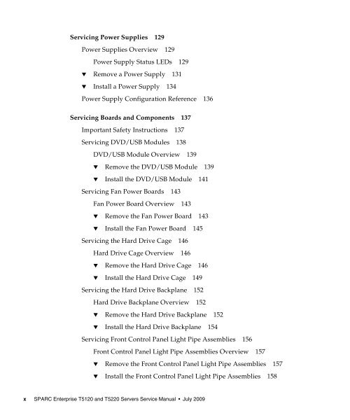 SPARC Enterprise T5120 and T5220 Servers Service Manual - Fujitsu