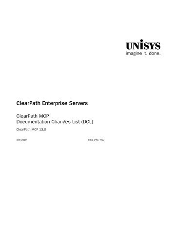 ClearPath Enterprise Servers MCP Release DCL - Public Support ...