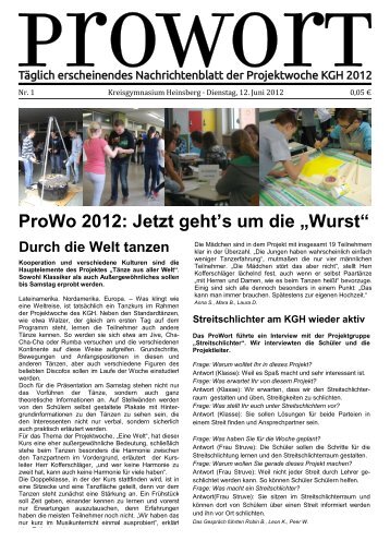 ProWo 2012: Jetzt geht's um die „Wurst“ - Kreisgymnasium Heinsberg