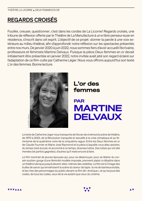 Programme de soirée - Deux femmes en or