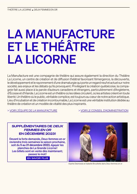 Programme de soirée - Deux femmes en or