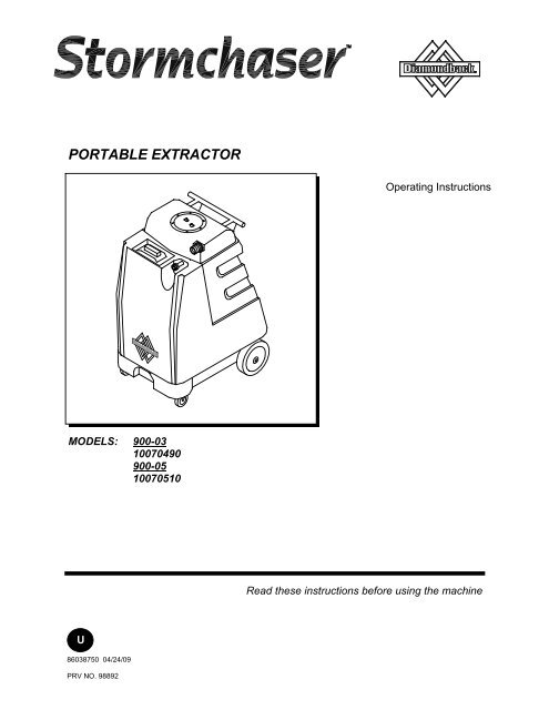 PORTABLE EXTRACTOR - Carpet Cleaning Equipment