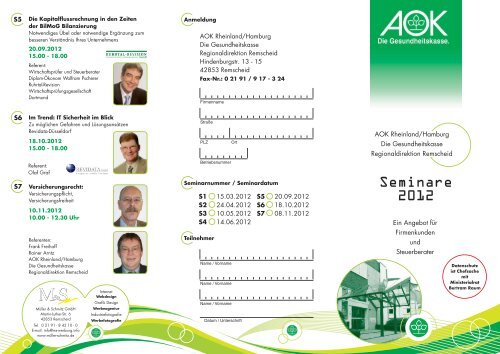 Agenda AOK Regionaldirektion Remscheid - Revidata GmbH