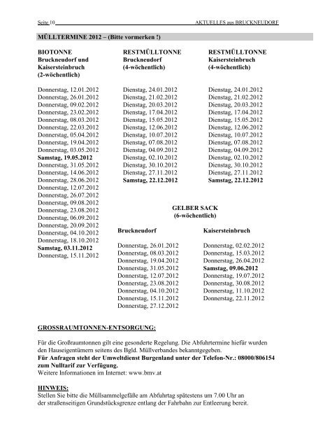 Gemeindenachrichten für Bruckneudorf und Kaisersteinbruch