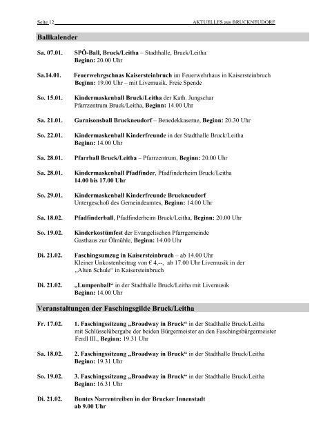 Gemeindenachrichten für Bruckneudorf und Kaisersteinbruch