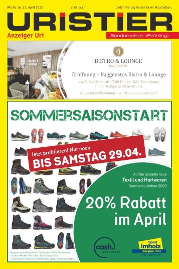 16.2023 Uristier – Der Urner Gratisanzeiger