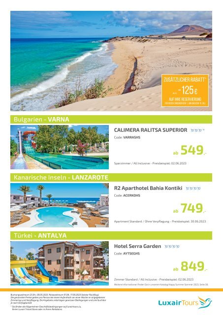 LuxairTours Summer Specials 2023 DE