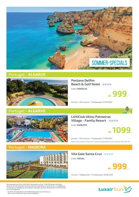 LuxairTours Summer Specials 2023 DE