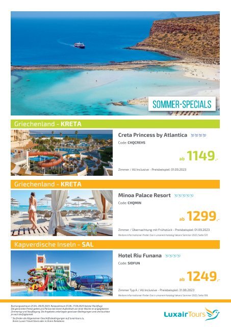 LuxairTours Summer Specials 2023 DE