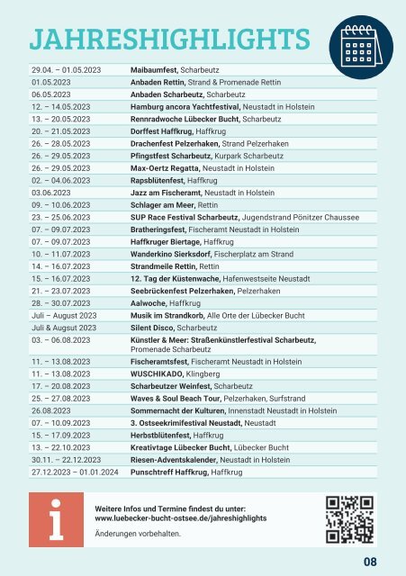 Erlebniskalender Lübecker Bucht Mai/Juni 2023