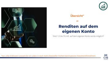 6-Min-Bildungsinformation: 1,5% bis 5% mtl. seriös auf dem eigenen Konto möglich? Lesen Sie selbst.