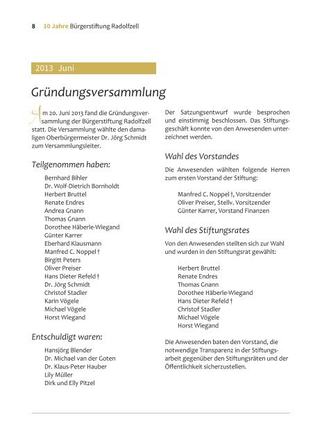 10 Jahre Bürgerstiftung Radolfzell