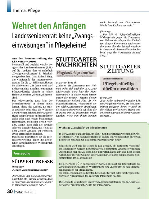 Ausgabe 03/2010 - Der Landesseniorenrat Baden-Württemberg eV